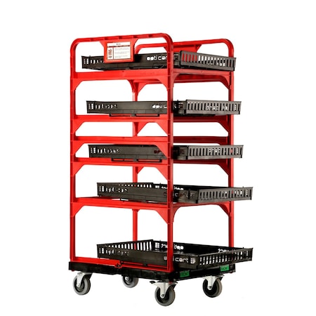 Effizient 23 in Retail Cart, 2 swivel casters w/brake, 2 swivel casters. 5 shelves, 10 dividers, 10 separators EF23RC2SWGEN